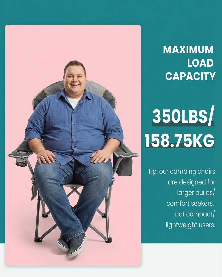 500 lb Heavy-Duty Folding Camping Chair