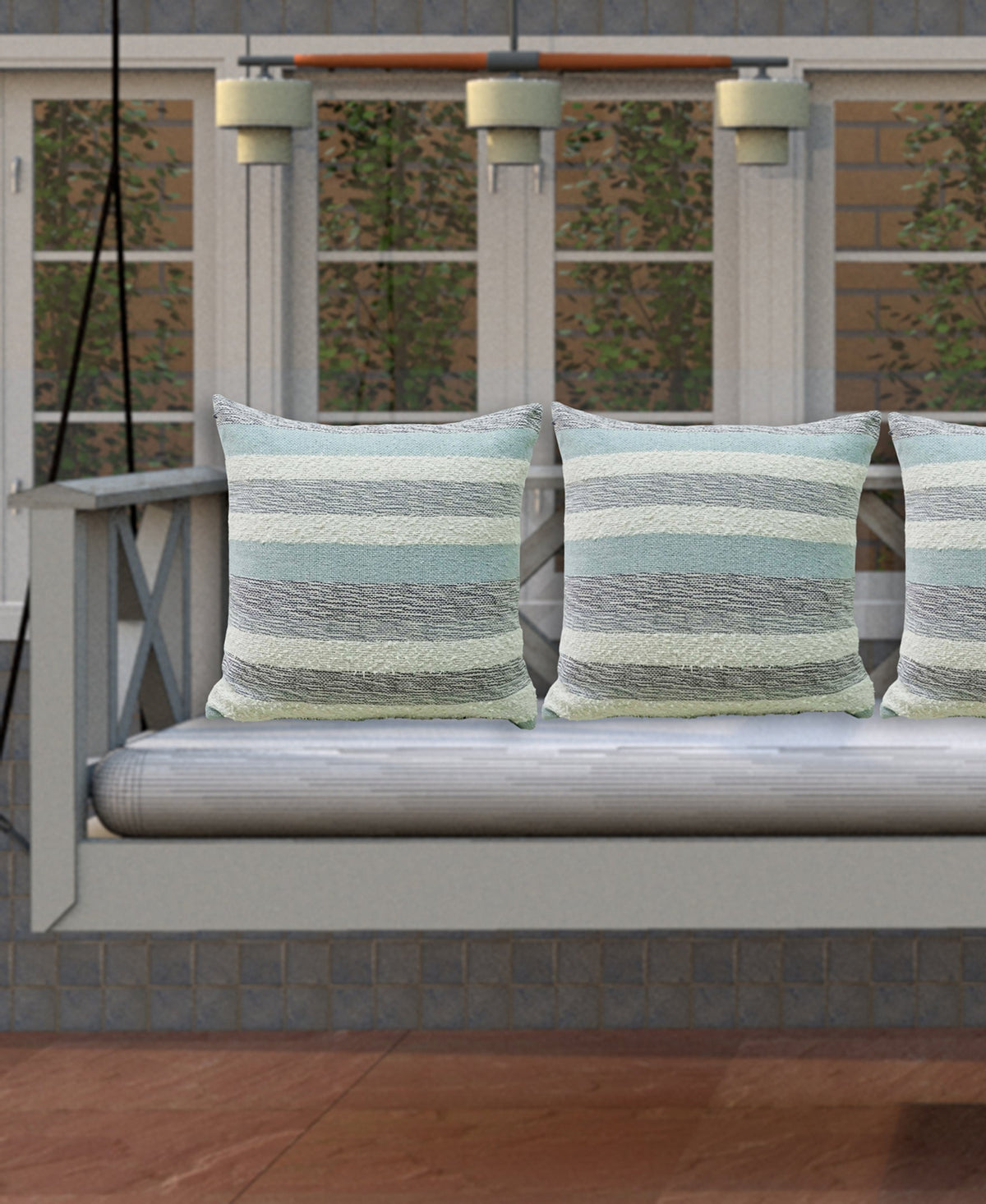 Handwoven Textured Stripe Pillow – 20 × 20 in