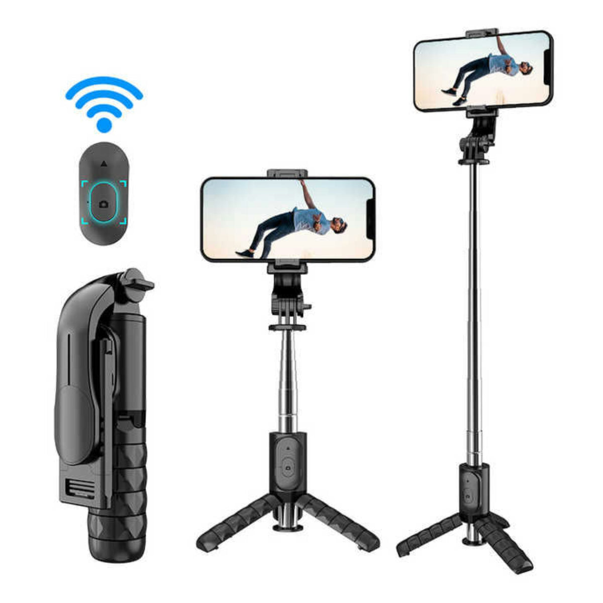 Bluetooth Selfie Stick Tripod with LED Light & Remote