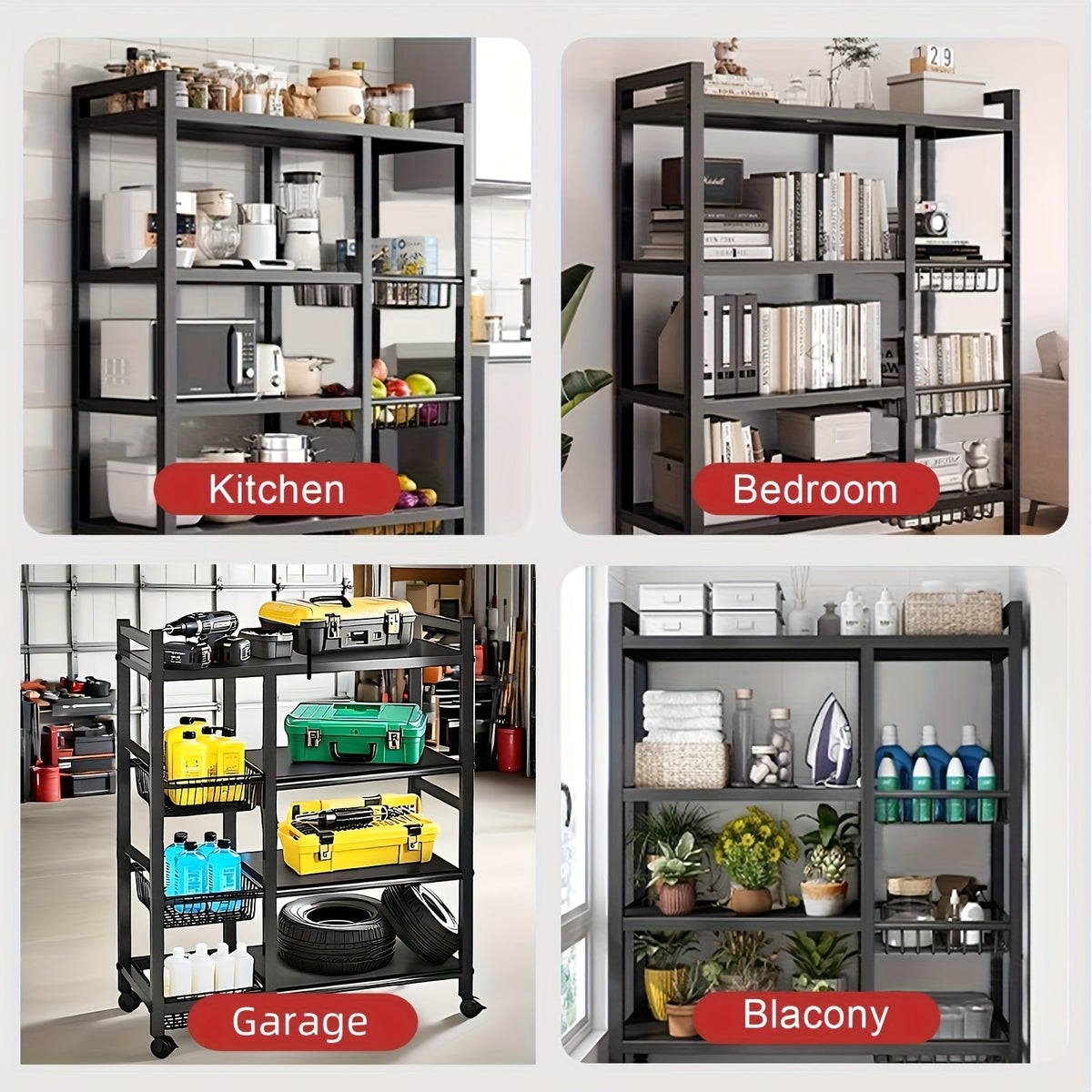 4-Tier Rolling Utility Storage Rack