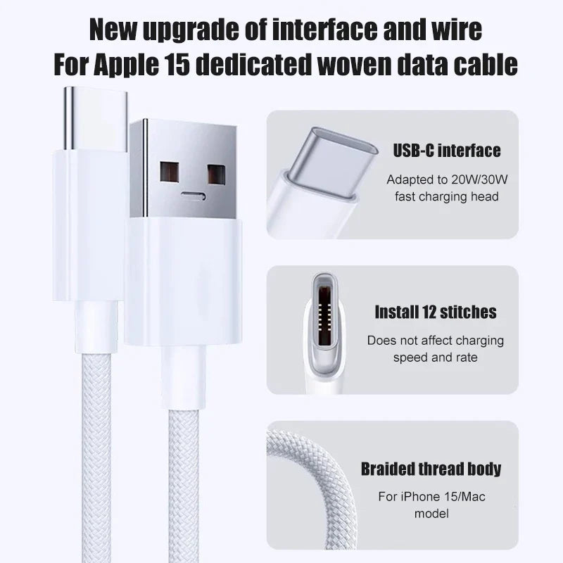 60W Braided USB-C Fast Charging Cable