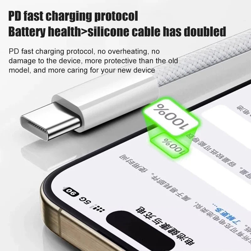 60W Braided USB-C Fast Charging Cable