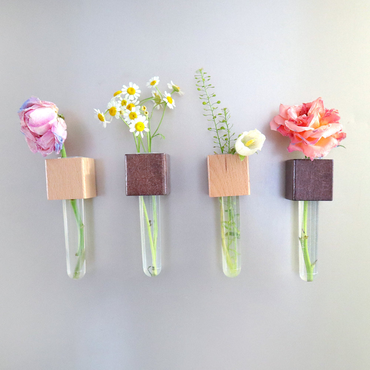 Wood Mini Vase Magnets – Set of 2
