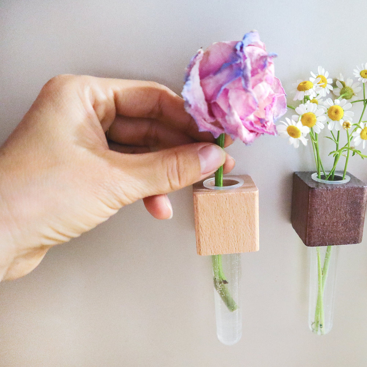 Wood Mini Vase Magnets – Set of 2