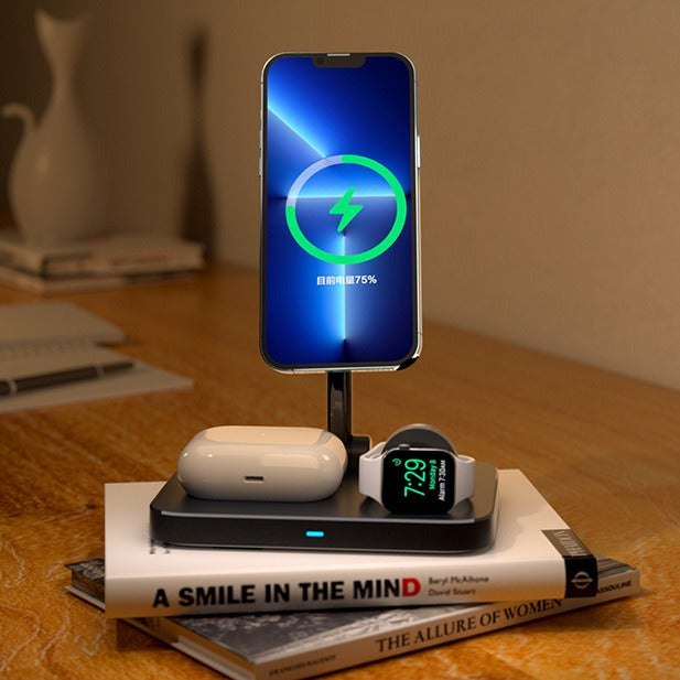 3-in-1 Magnetic Wireless Charging Stand with Cooling Fan