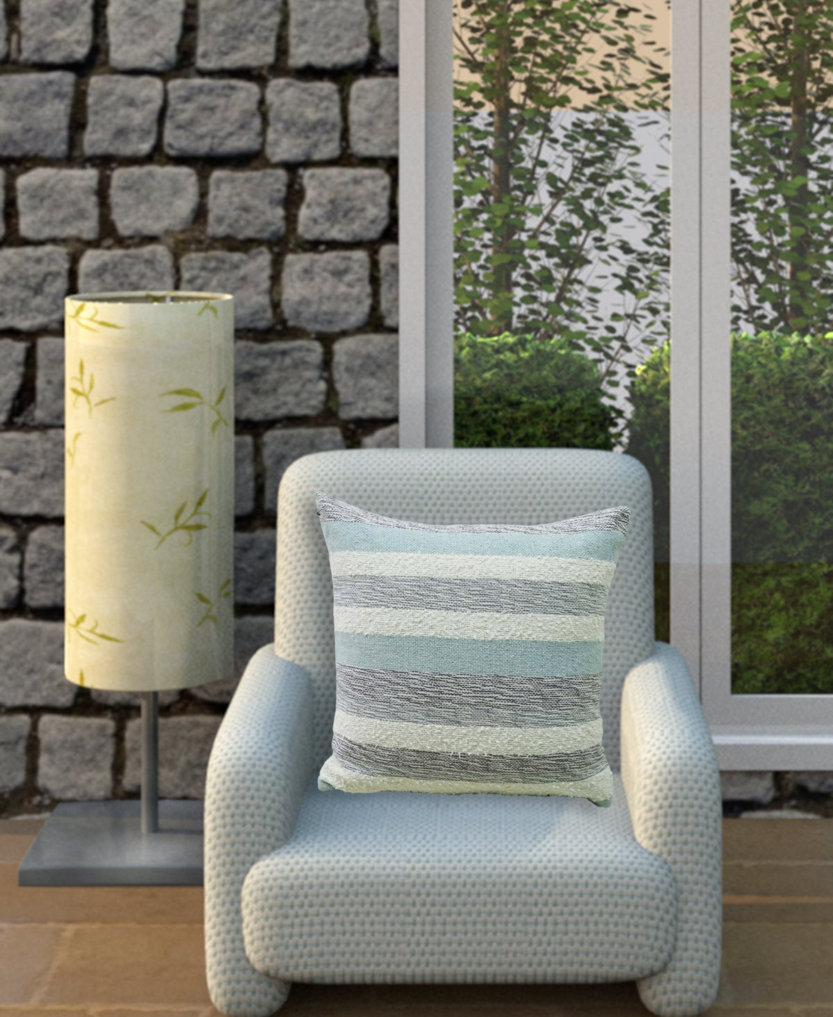 Handwoven Textured Stripe Pillow – 20 × 20 in