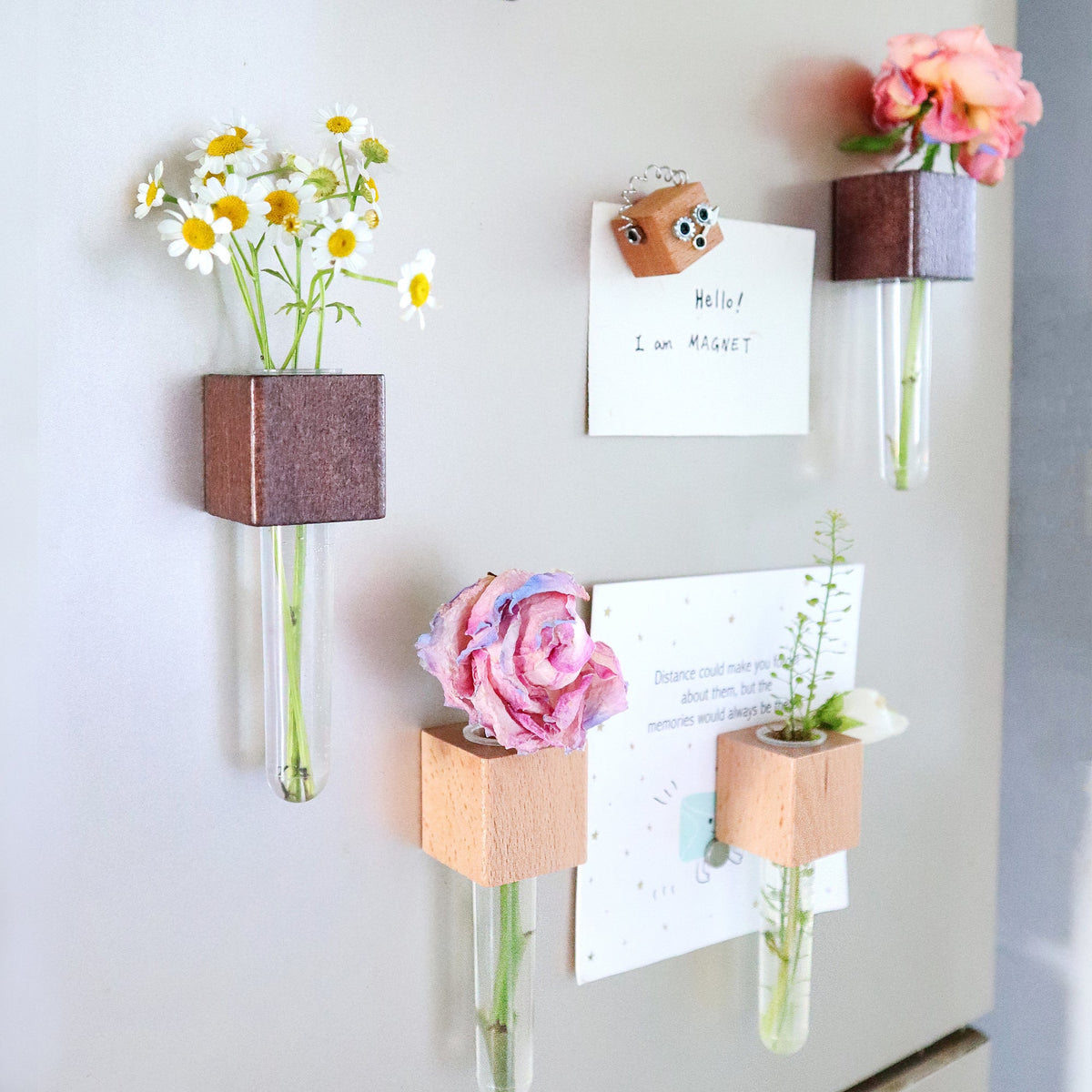 Wood Mini Vase Magnets – Set of 2