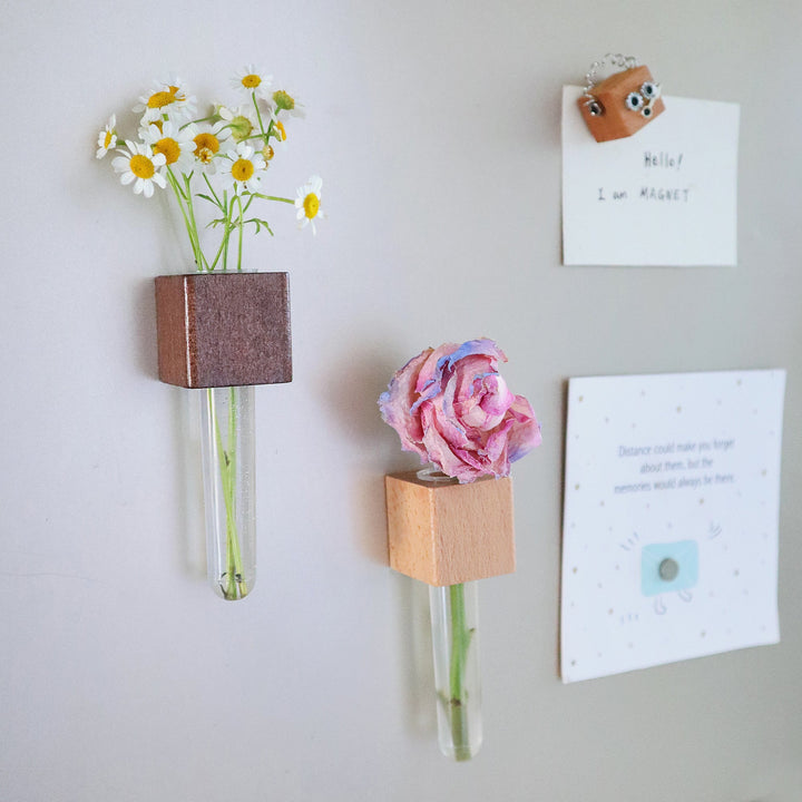 Wood Mini Vase Magnets – Set of 2
