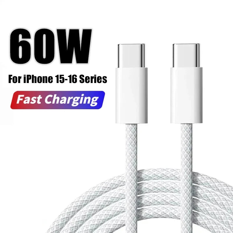 60W Braided USB-C Fast Charging Cable