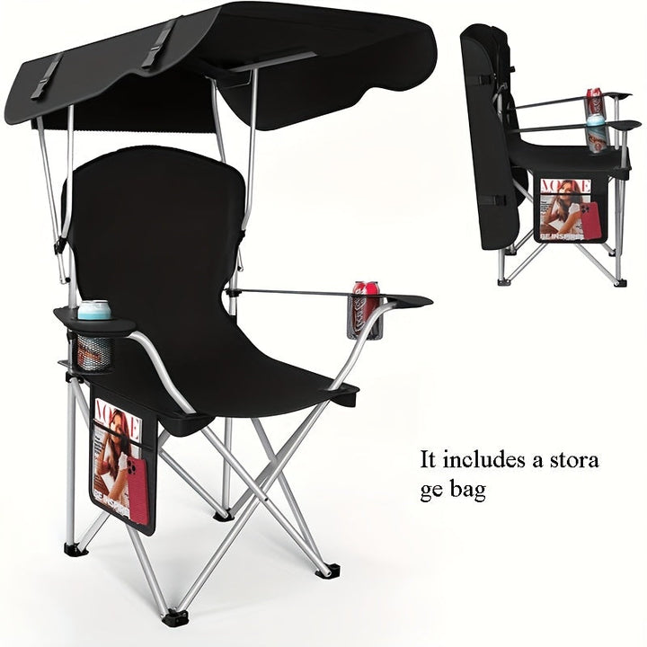 Folding Camping Chair with Sun Canopy