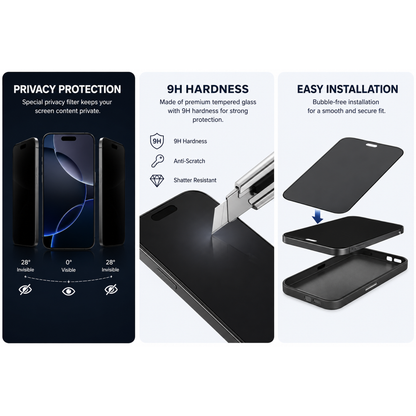 iPhone 17 Pro Privacy Tempered Glass Screen Protector — 2 Pack