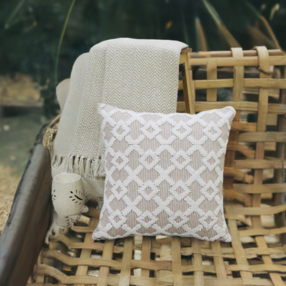 Beige Textured Accent Pillow – 20 × 20 in